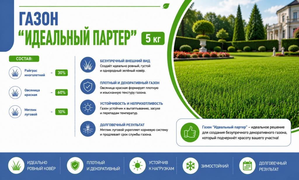 газон Идеальный Партер 5 кг газон Идеальный Партер 5 кг