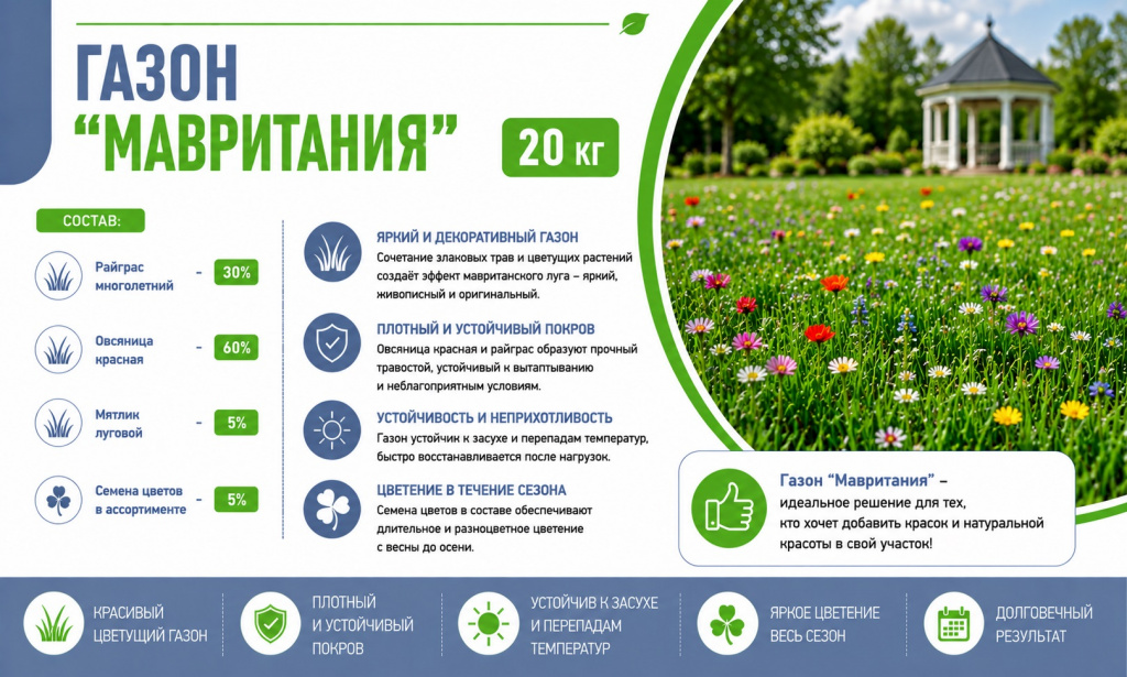Газон Мавритания 20 кг Газон Мавритания 20 кг